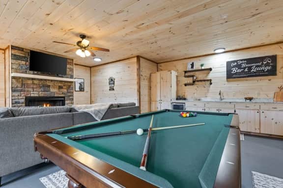 Outdoor Fireplace TV Hot Tub Pool Table Arcade