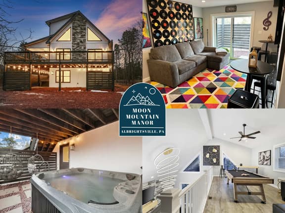 Moon Mtn Manor •  Sleeps 16 •  Games •  Hot Tub
