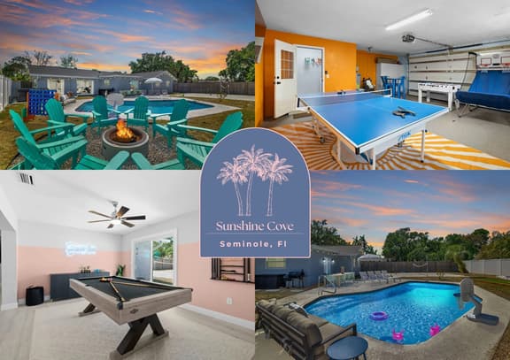 Sand Volleyball, Pool & Hot Tub · 4BR Seminole FL