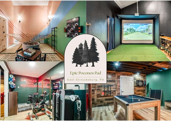 Epic Poconos Pad: Pool, Hot Tub, Gym, Golf Sim